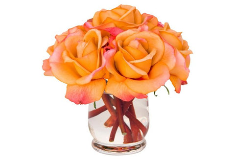 Orange Roses in Hourglass Vase #10030