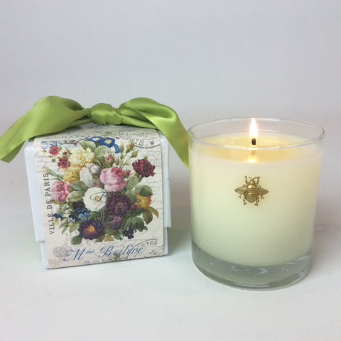 Cube Designed Candle Box with Ribbon 11 oz  Bee Embellishment #365