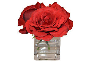 Red Roses in Cube Vase #51349