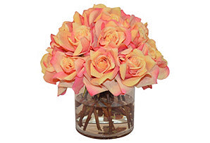 Sunset Roses in Cylinder Vase #51378