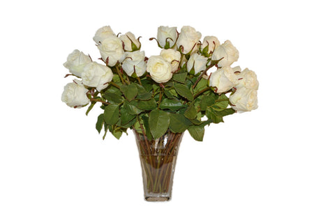 Cream Roses in Glass Vase #51674