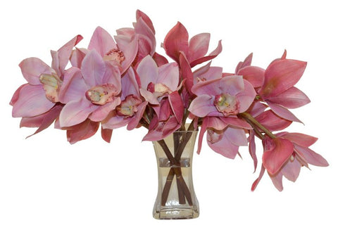 Pink Cymbidium Orchids in a Glass Vase #52143