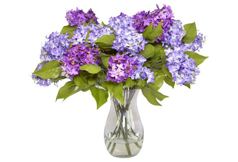 Purple Lilacs in a Tall Glass Vase #52408