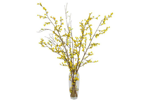 Yellow Forsythia in a Glass Vase #52415