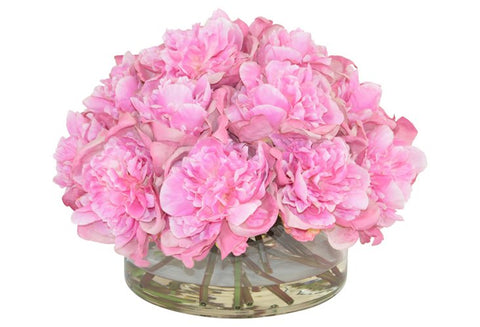 Pink Peonies in a Large Glass Cylinder Vase #52497