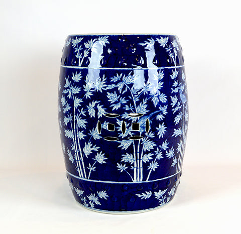 Blue and White Bamboo Print Garden Stool #BWCT122