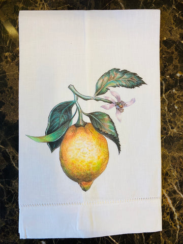 Lemon Linen Guest Towel, Set Of Two