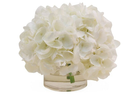 White Hydrangeas in Cylinder Vase #1303