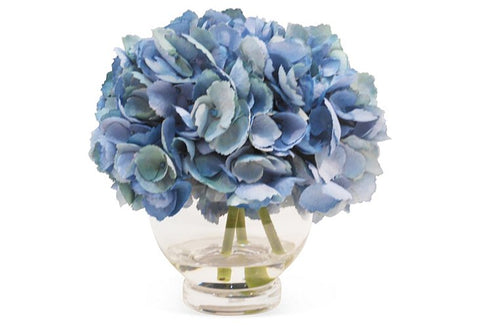Blue Hydrangeas in Glass Vase #1448
