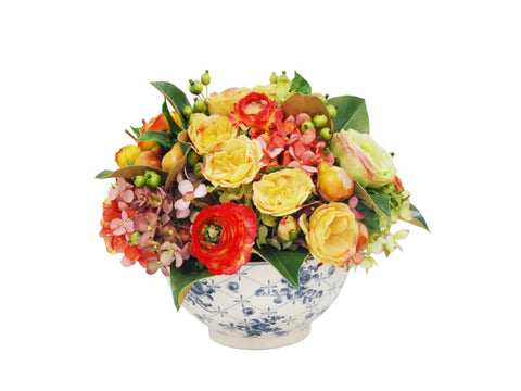 MIX FALL FLORAL IN TRELLIS BOWL #1SDP456.PRGO