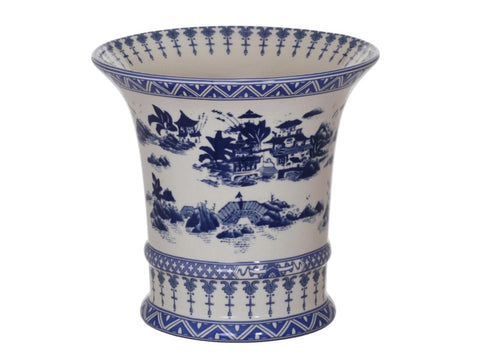 Blue and White Village Tall Pot #12471800