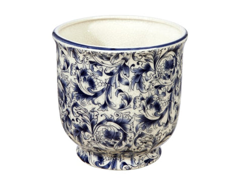 Blue and White Fleur Cache Pot #12594400