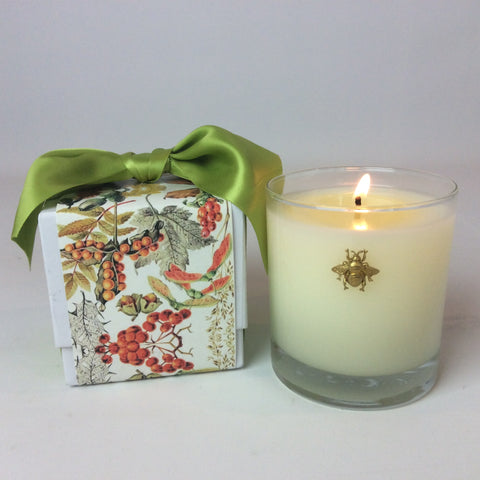Cube Designed Candle Box with Ribbon 11 oz  Bee Embellishment #351