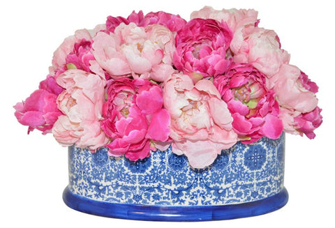 Peonies in Blue and White Planter #51004