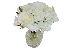 White Rose Mix in Glass Vase #51063