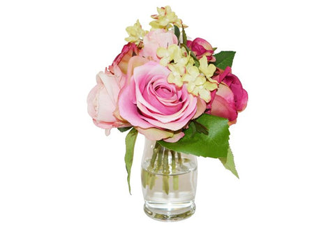 Roses & Hydrangea in Small Hourglass Vase #51152