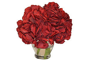 Red Hydrangea in Tall Rose Bowl #51357