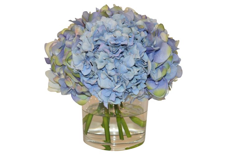 Blue Hydrangea Mix in Cylinder Vase #51374 – EBW LLC