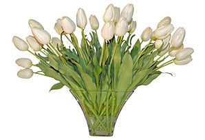 Tulips in Flared Cube Vase #51410