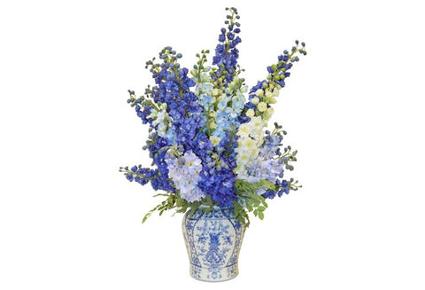 Blue and White Delphinium in a Blue and White Vase #52147