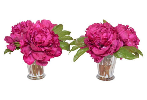 Set of 2 Magenta Peonies in a Glass Mint Julep Cup #52353