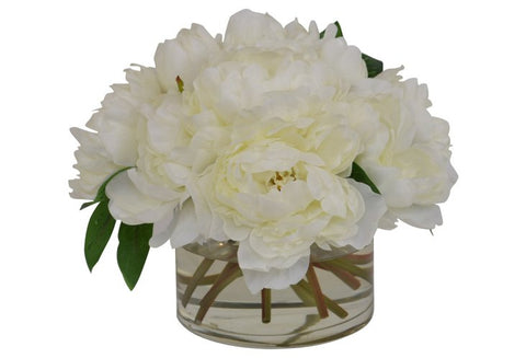 Cream Peonies in a Cylinder Glass Vase #52394