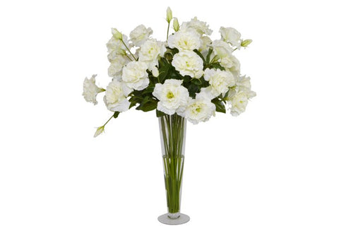 White Lisianthus in a Glass Vase #52443