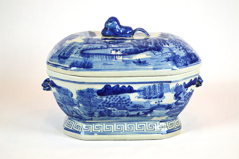 Blue and White Urn with Lid #BWCT124