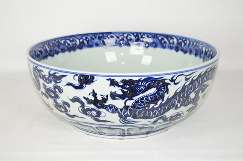 Large blue and White Dragon Pattern Porcelain Bowl #BWCT137