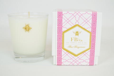 Thick Glass Candle with Gold Bee in Pink Fretwork Box #183