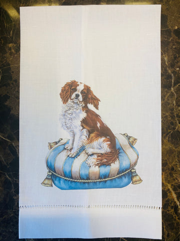 King Charles Cavalier Linen Guest Towel, Set of Two